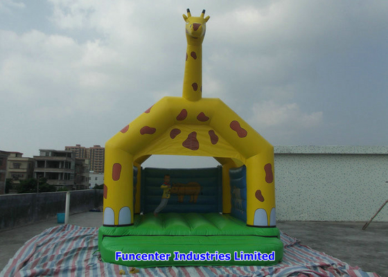 Sarı Zürafa Şişme Açık Oyuncaklar Blow Up Bouncy Castle Çift İğne Safe Stitching