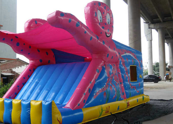 Ahtapot Desenli Şişme Bouncy Kalesi Slaytlı Renkli Baskı