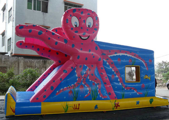 Ahtapot Desenli Şişme Bouncy Kalesi Slaytlı Renkli Baskı