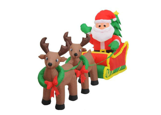 Noel Baba Reindeers İle Şişen Tatil Dekorasyonları Çift İğne Dikişli