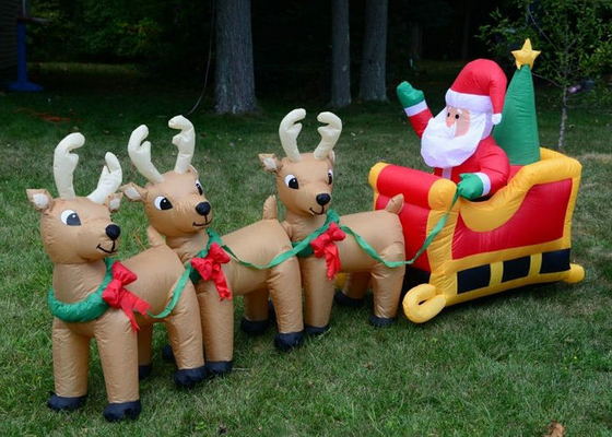 Noel Baba Reindeers İle Şişen Tatil Dekorasyonları Çift İğne Dikişli
