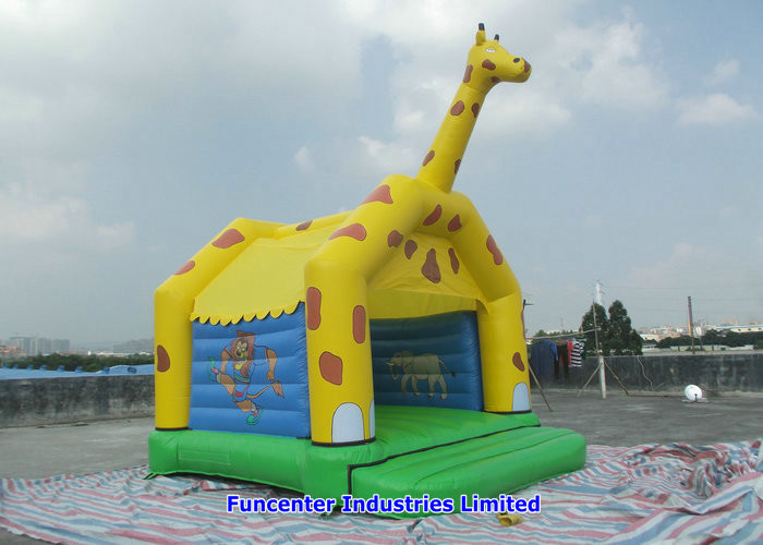 Sarı Zürafa Şişme Açık Oyuncaklar Blow Up Bouncy Castle Çift İğne Safe Stitching