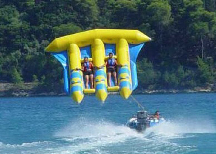 Mavi ve Sarı Fly Balıkçı Tekneleri, Geniş Blow Up Açık Oyuncaklar Güneş ışınlarına Dirençli